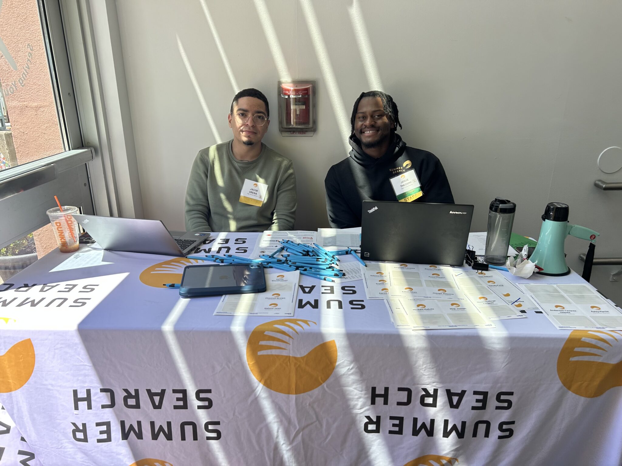 Summer Search Mentors Jacob Urena (left) and Josue Theosmy welcoming students to Beyond2026