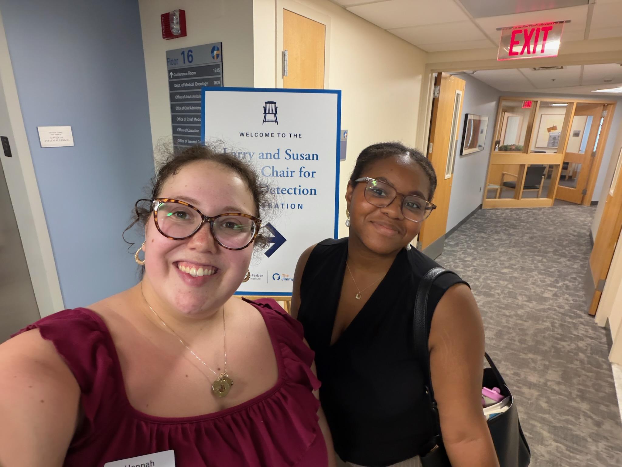 Boston Summer Searcher Ketshaly (right) is interning with Dana-Farber Cancer Institute - one of our internship partners!